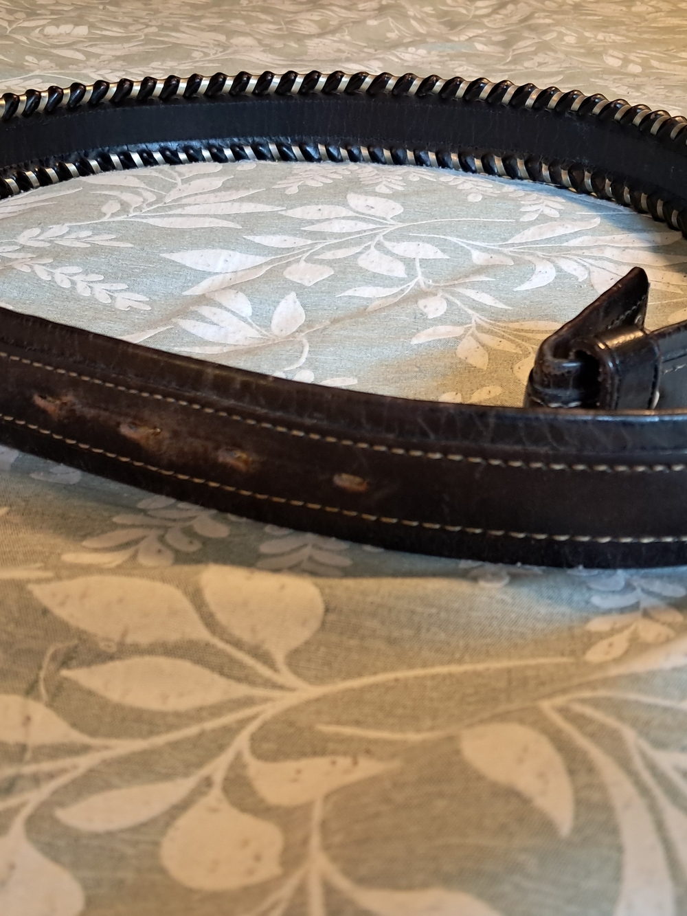 Unisex Leather Belt in Dark Brown with Silver Accent - Picture 6 of 7